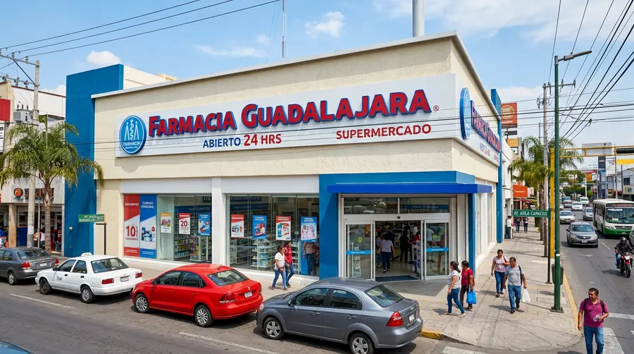 Farmacia Guadalajara — mostrador y productos